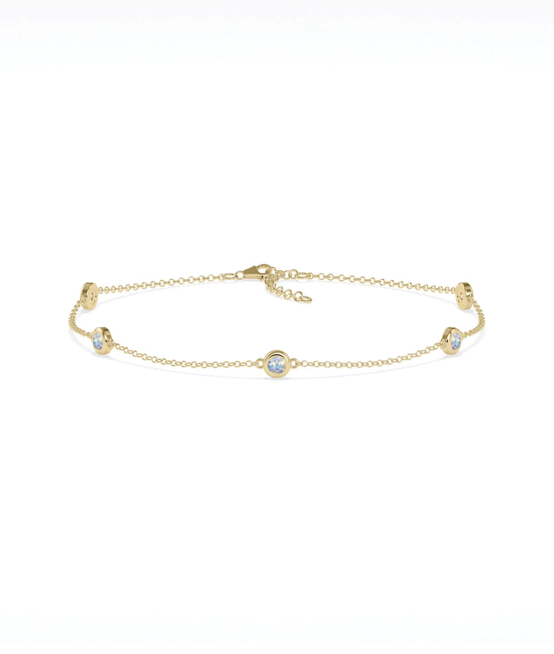 Birthstone Bezel Set Station Bracelet - 79e | Everyday 14K Gold Jewelry