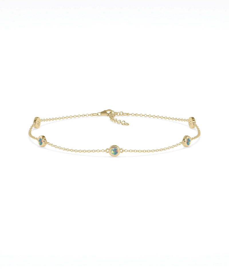 Birthstone Bezel Set Station Bracelet - 79e | Everyday 14K Gold Jewelry