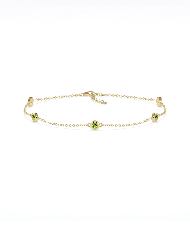 Birthstone Bezel Set Station Bracelet - 79e | Everyday 14K Gold Jewelry