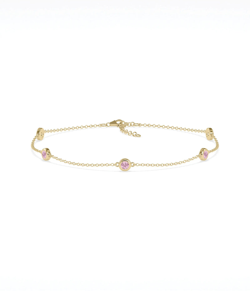 Birthstone Bezel Set Station Bracelet - 79e | Everyday 14K Gold Jewelry