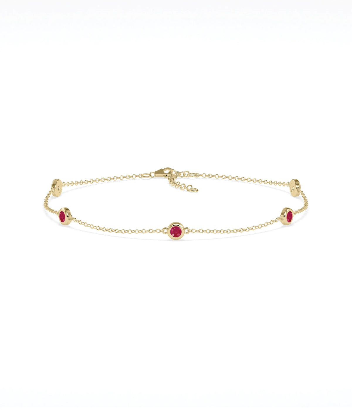 Birthstone Bezel Set Station Bracelet - 79e | Everyday 14K Gold Jewelry
