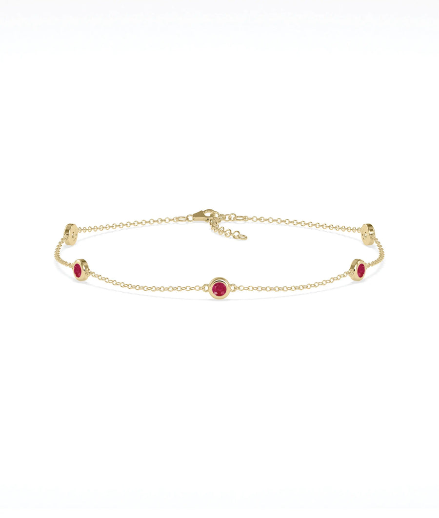 Birthstone Bezel Set Station Bracelet - 79e | Everyday 14K Gold Jewelry