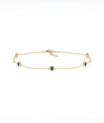 Birthstone Bezel Set Station Bracelet - 79e | Everyday 14K Gold Jewelry