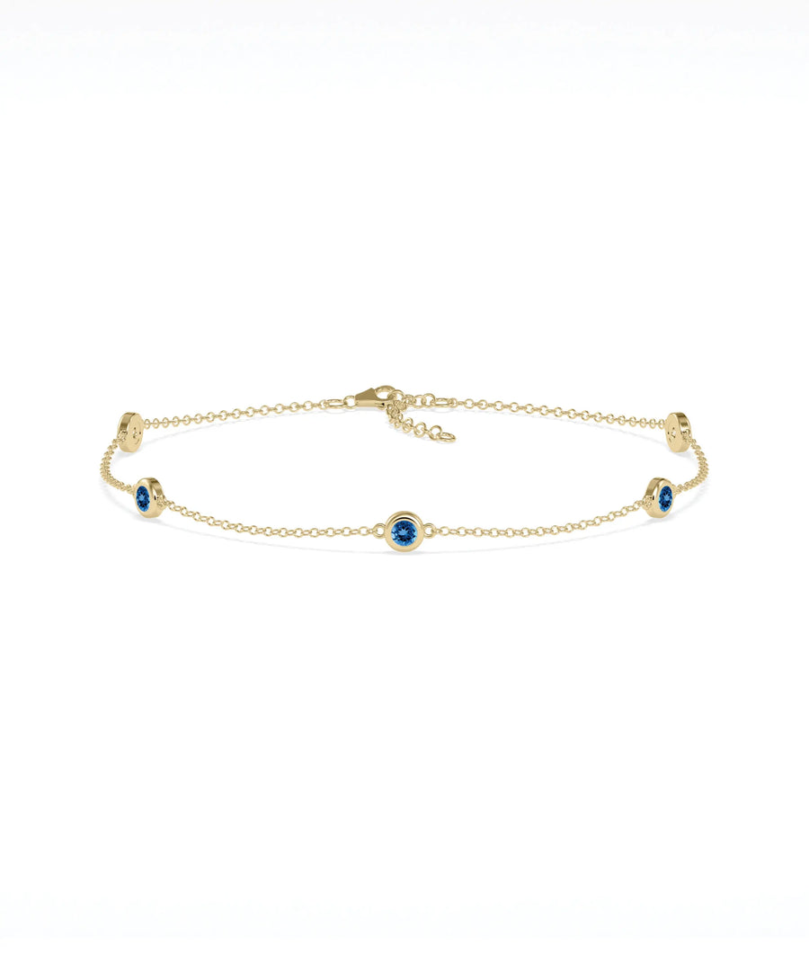 Birthstone Bezel Set Station Bracelet - 79e | Everyday 14K Gold Jewelry