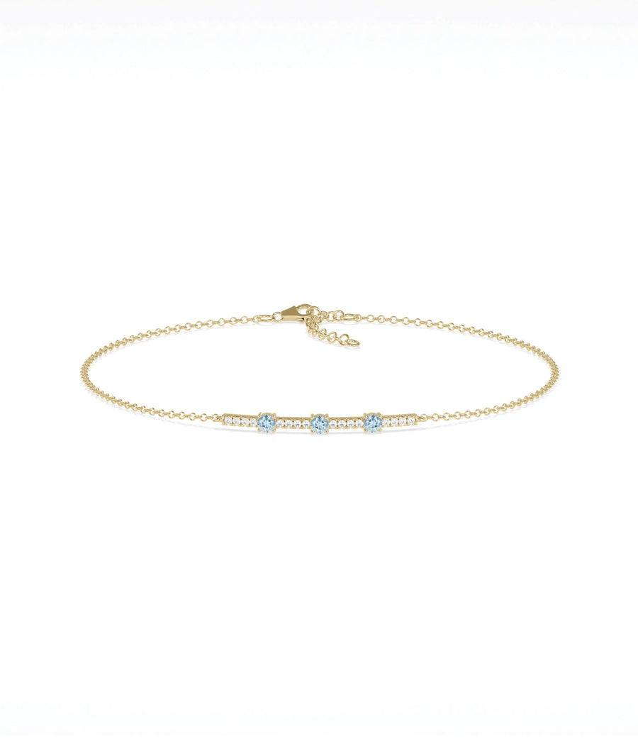 Birthstone and Diamond Bar Bracelet - 79e | Everyday 14K Gold Jewelry