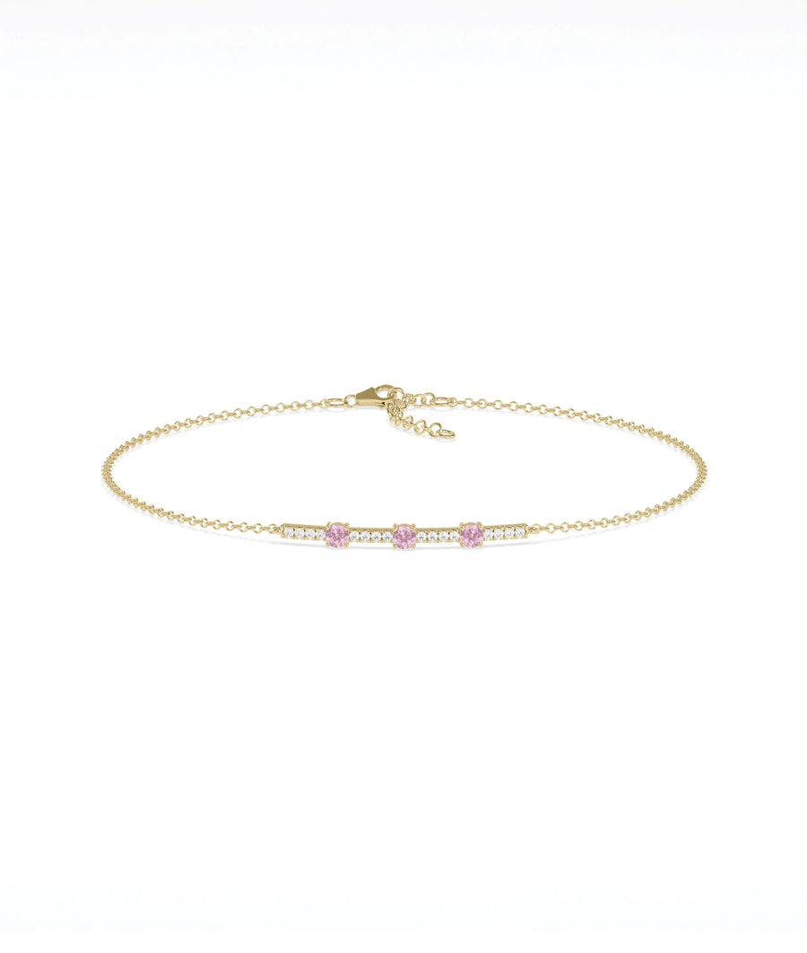 Birthstone and Diamond Bar Bracelet - 79e | Everyday 14K Gold Jewelry