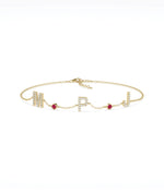 Diamond Pave Initials with Birthstone Bezel - 79e | Everyday 14K Gold Jewelry