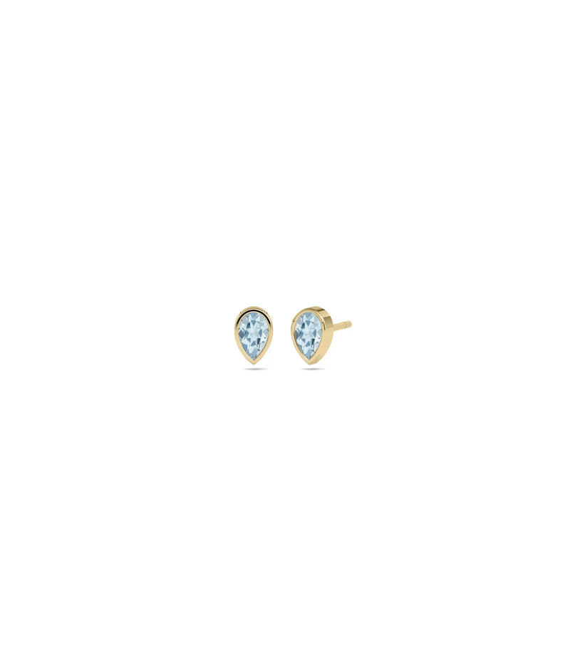 Birthstone Bezel Set Stud Earrings - 79e | Everyday 14K Gold Jewelry