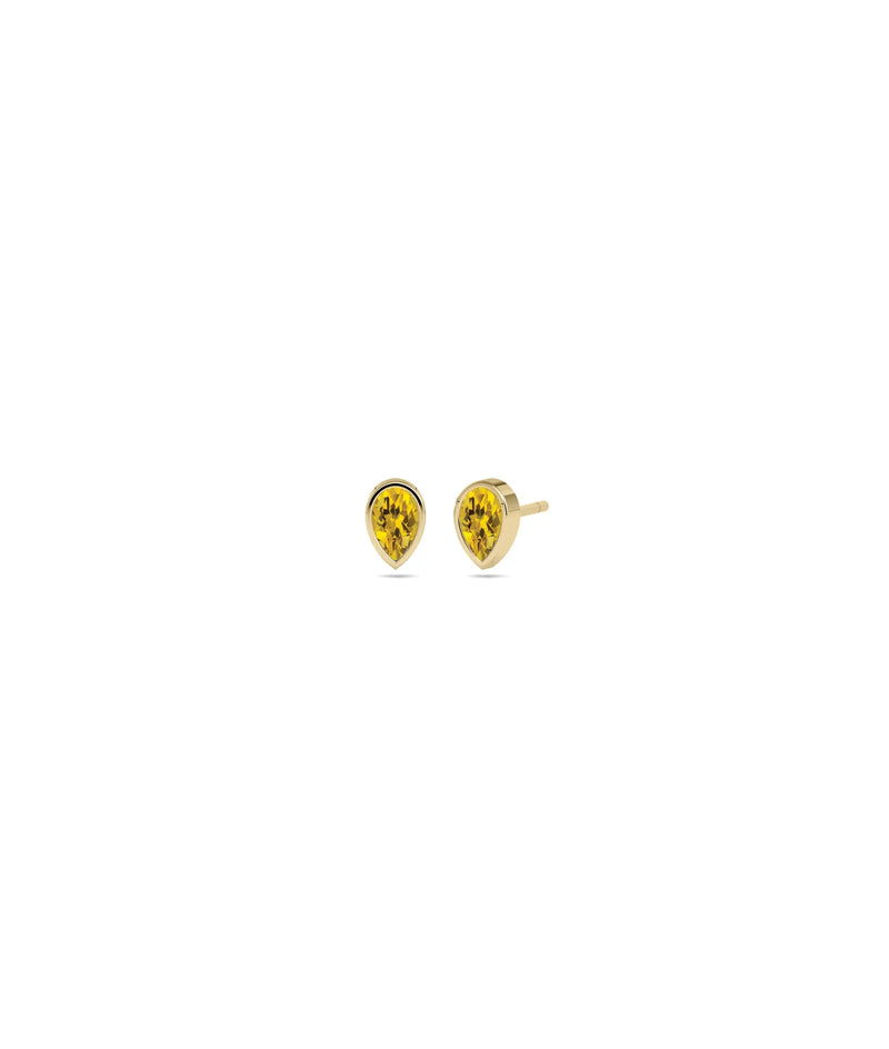 Birthstone Bezel Set Stud Earrings - 79e | Everyday 14K Gold Jewelry