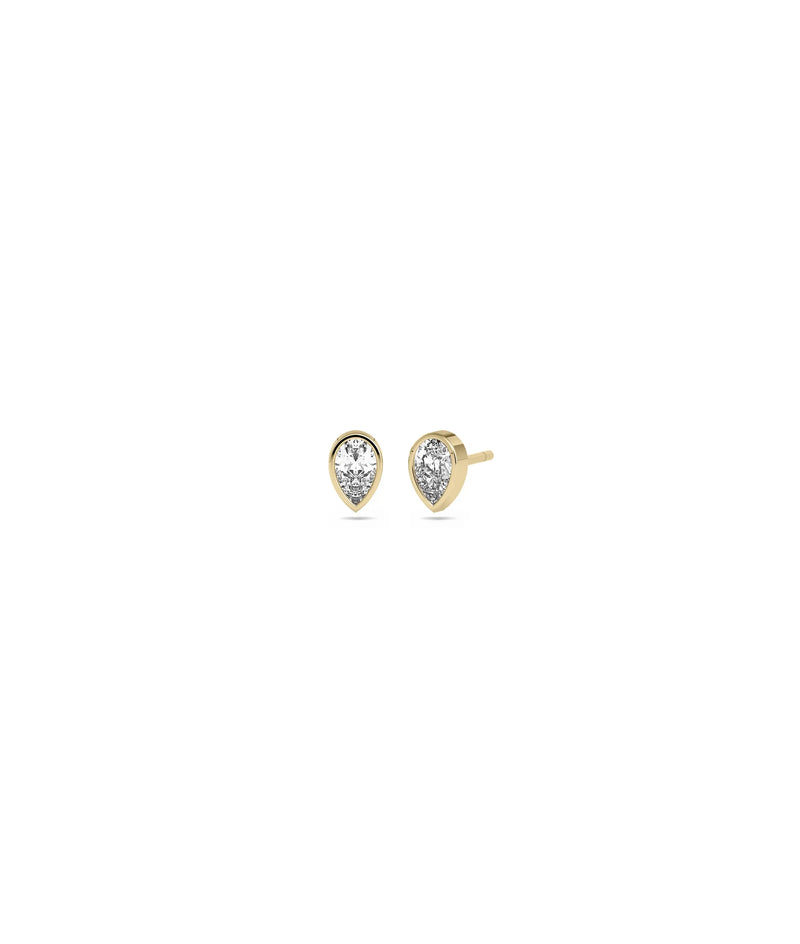 Birthstone Bezel Set Stud Earrings - 79e | Everyday 14K Gold Jewelry