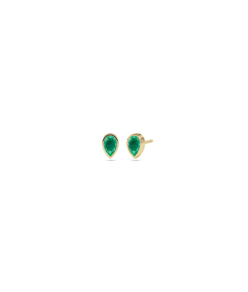 Birthstone Bezel Set Stud Earrings - 79e | Everyday 14K Gold Jewelry