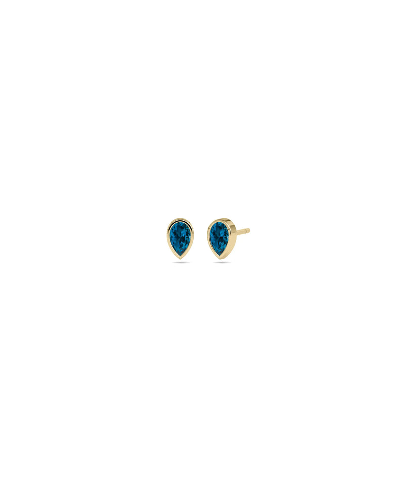 Birthstone Bezel Set Stud Earrings - 79e | Everyday 14K Gold Jewelry