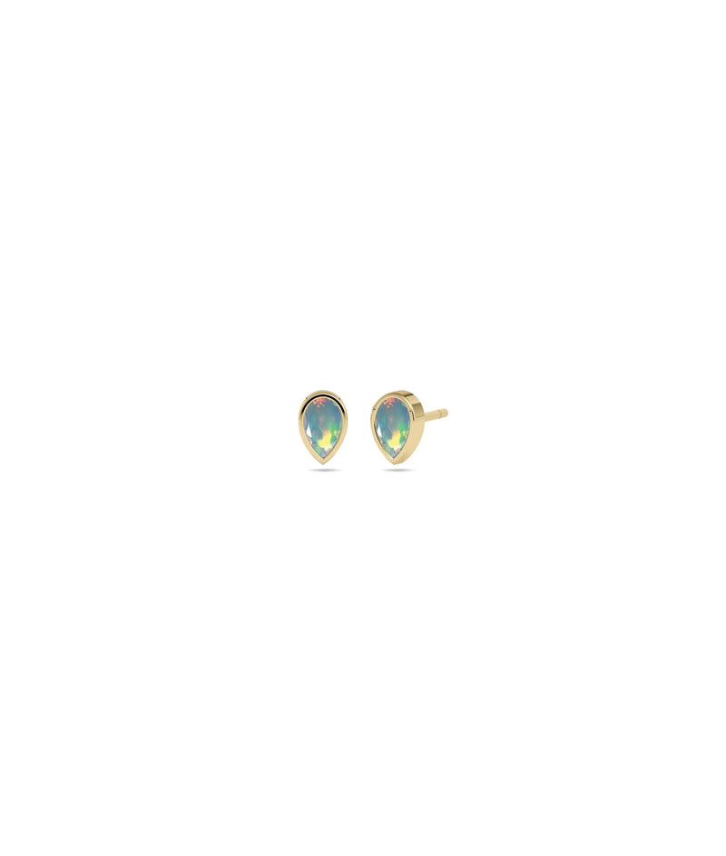 Birthstone Bezel Set Stud Earrings - 79e | Everyday 14K Gold Jewelry