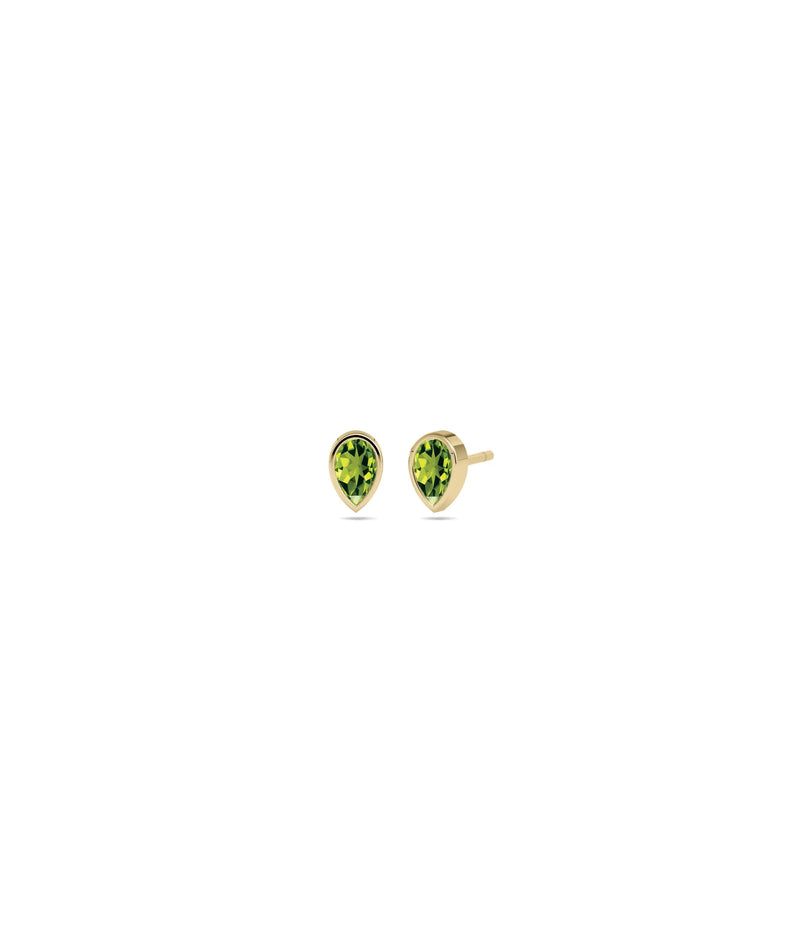 Birthstone Bezel Set Stud Earrings - 79e | Everyday 14K Gold Jewelry