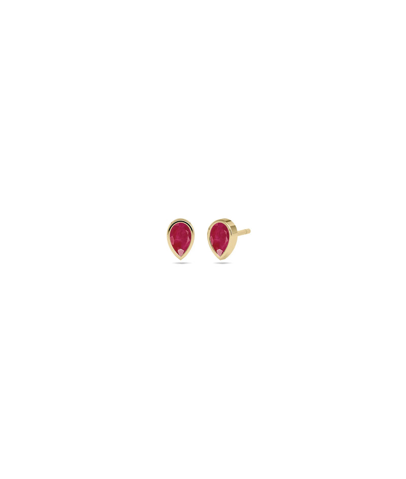 Birthstone Bezel Set Stud Earrings - 79e | Everyday 14K Gold Jewelry