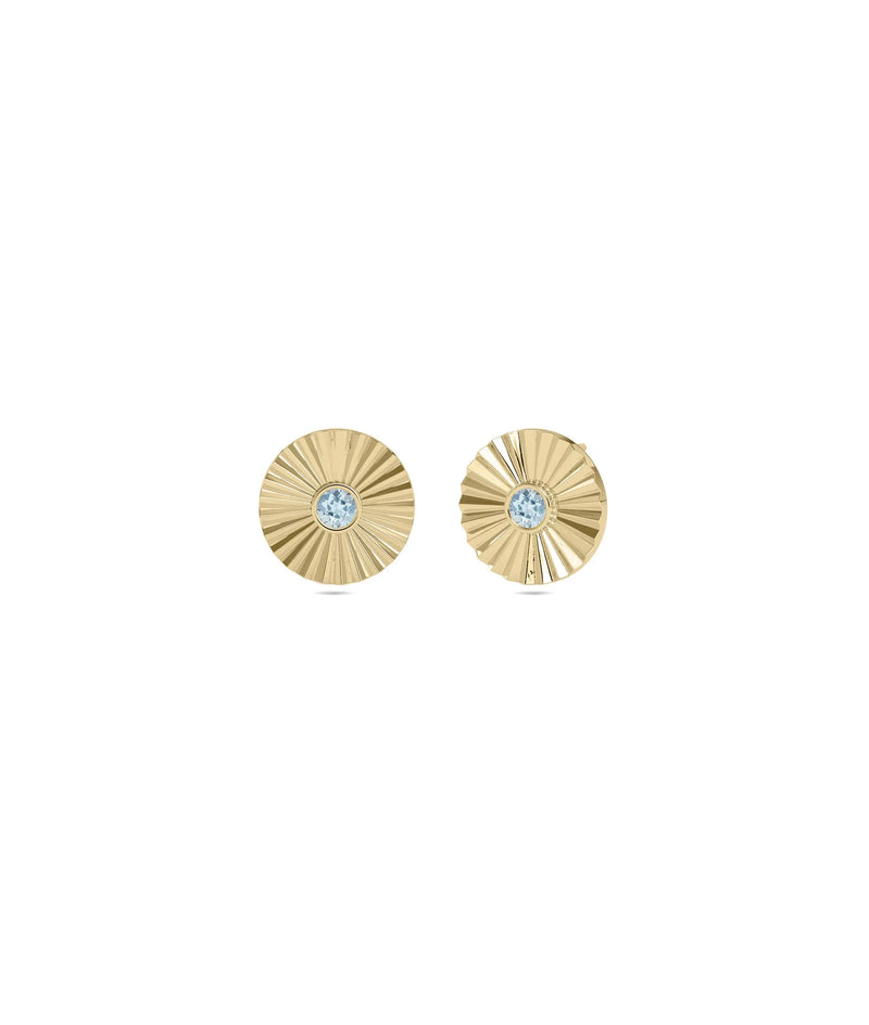 Birthstone Bezel Set Disc Stud Earrings - 79e | Everyday 14K Gold Jewelry