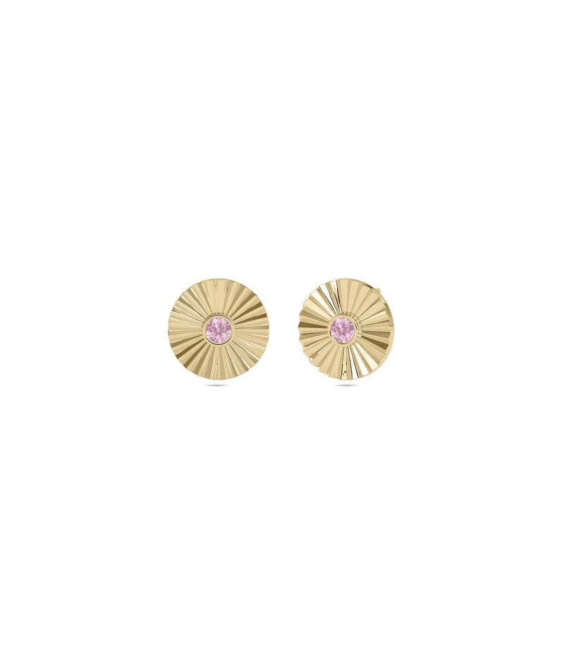 Birthstone Bezel Set Disc Stud Earrings - 79e | Everyday 14K Gold Jewelry