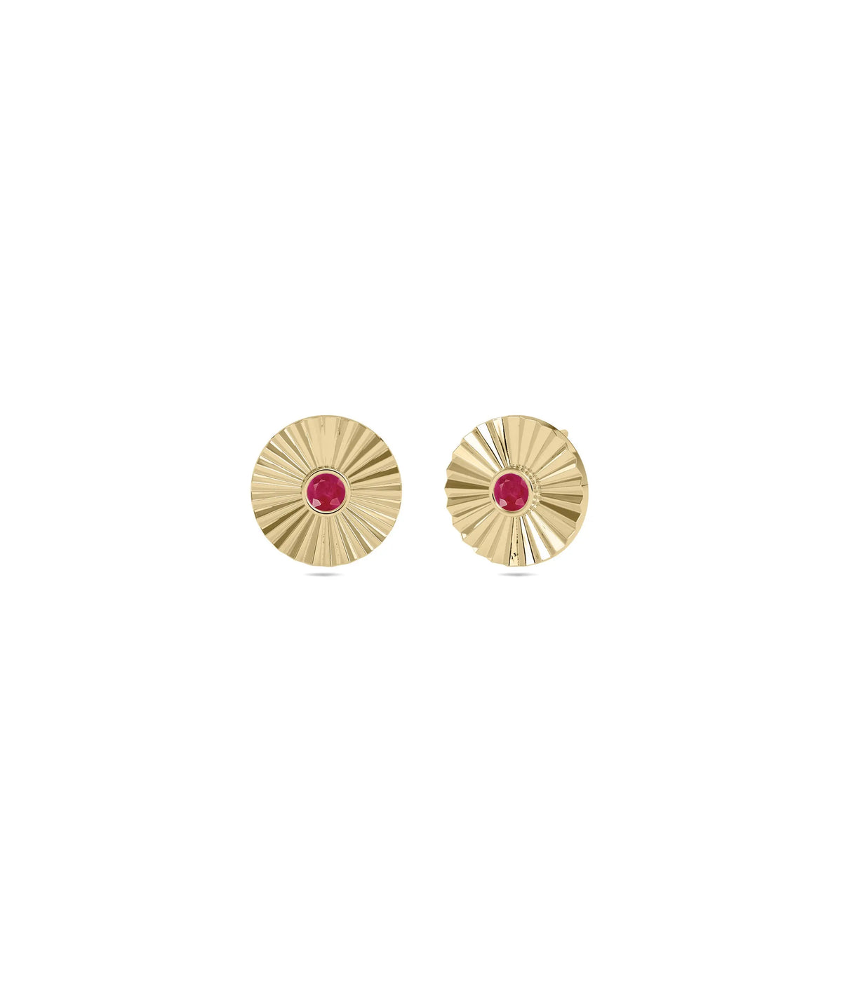 Birthstone Bezel Set Disc Stud Earrings - 79e | Everyday 14K Gold Jewelry