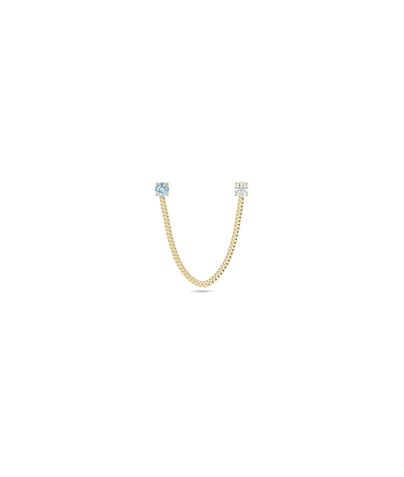 Birthstone and Diamond Curb Link Earring - 79e | Everyday 14K Gold Jewelry