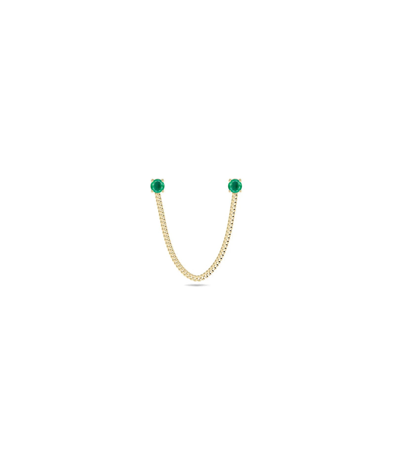Birthstone and Diamond Curb Link Earring - 79e | Everyday 14K Gold Jewelry