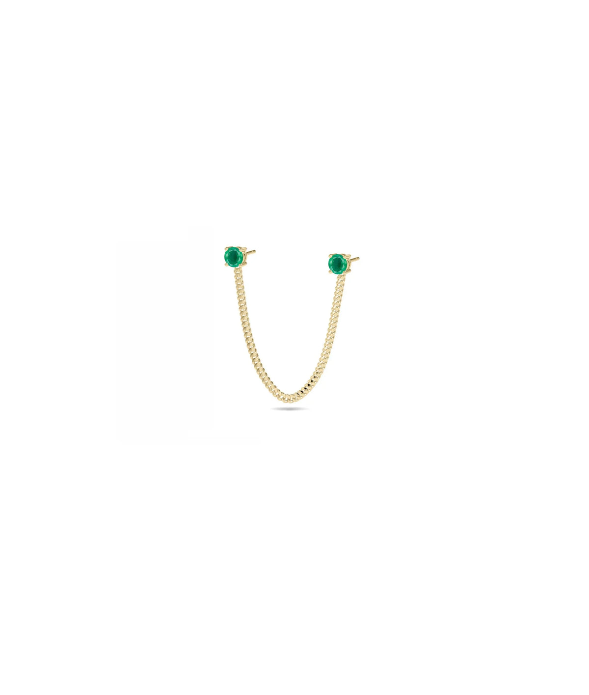 Birthstone and Diamond Curb Link Earring - 79e | Everyday 14K Gold Jewelry