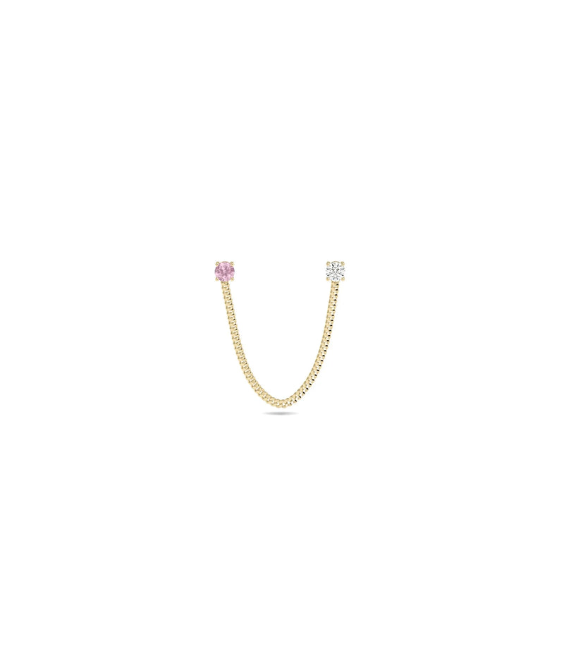 Birthstone and Diamond Curb Link Earring - 79e | Everyday 14K Gold Jewelry
