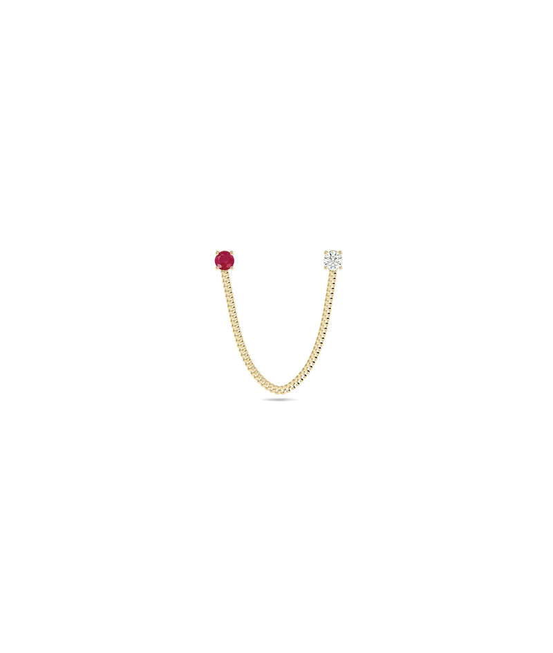 Birthstone and Diamond Curb Link Earring - 79e | Everyday 14K Gold Jewelry