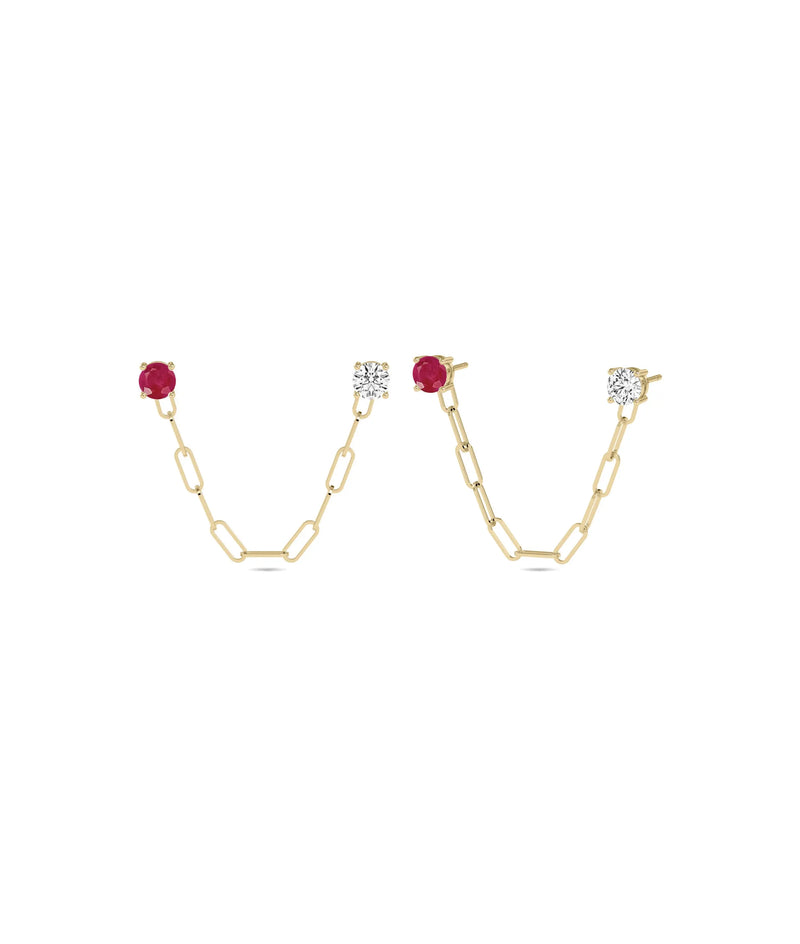 Birthstone Paper Clip Earring - 79e | Everyday 14K Gold Jewelry