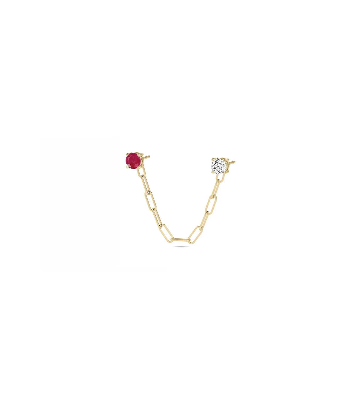 Birthstone Paper Clip Earring - 79e | Everyday 14K Gold Jewelry