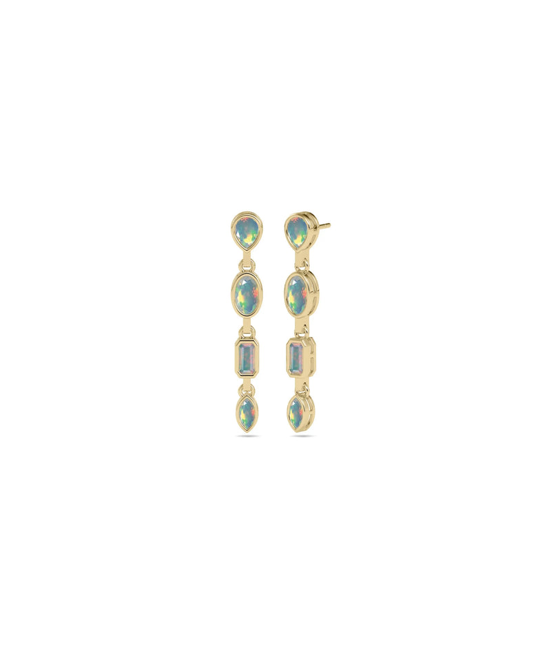 Birthstone 4 Stone Dangle Earring - 79e | Everyday 14K Gold Jewelry