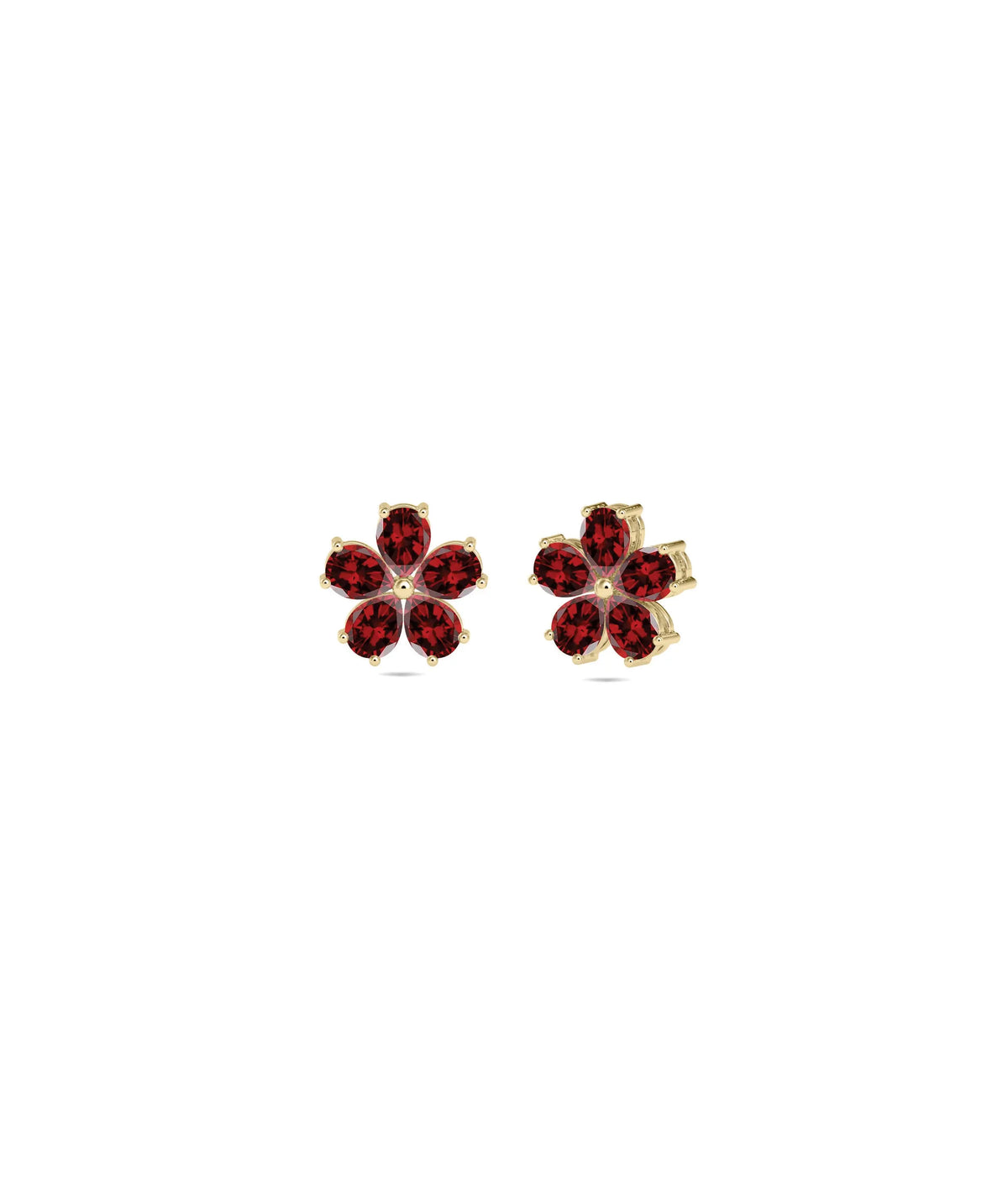 Birthstone and Diamond Flower Stud Earrings - 79e | Everyday 14K Gold Jewelry