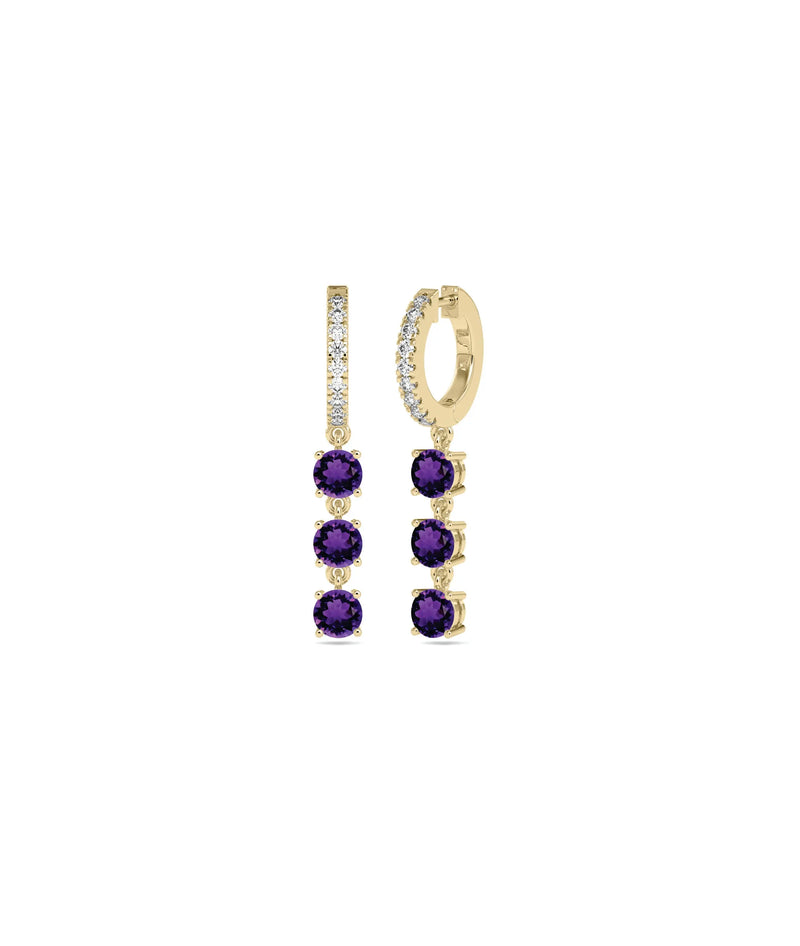 Diamond Pave Hoop and Birthstone Dangle Earring - 79e | Everyday 14K Gold Jewelry