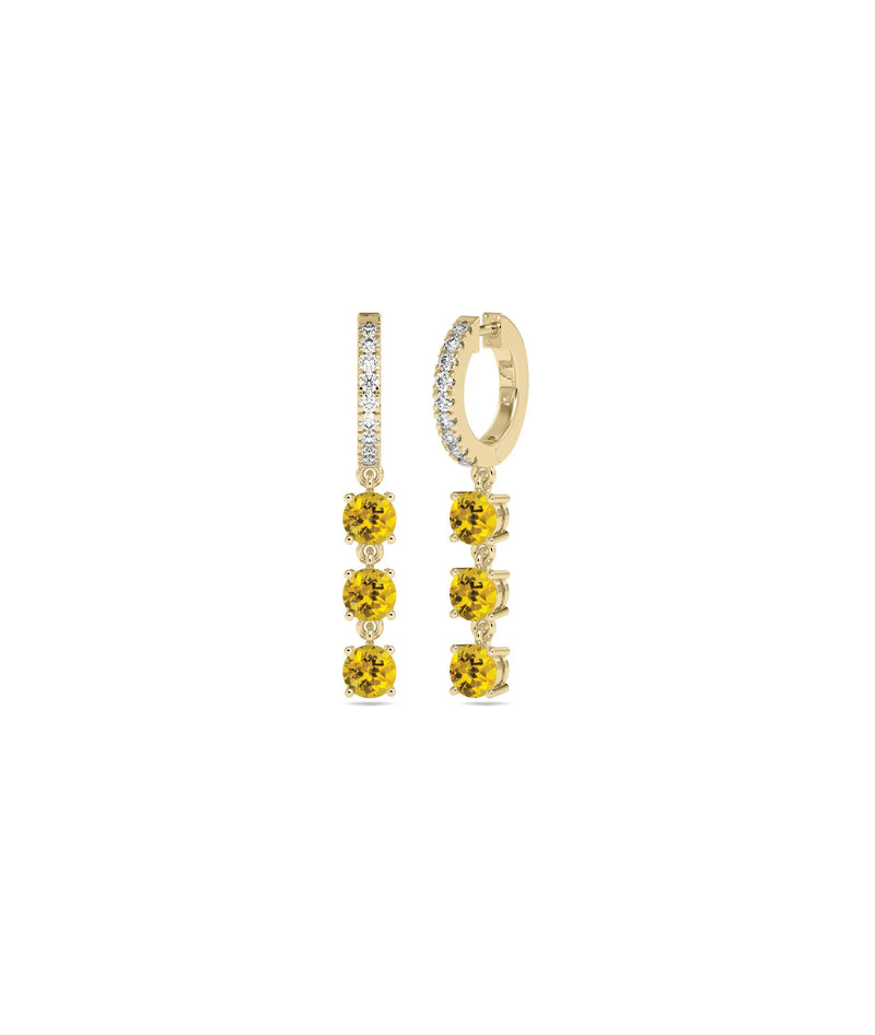 Diamond Pave Hoop and Birthstone Dangle Earring - 79e | Everyday 14K Gold Jewelry
