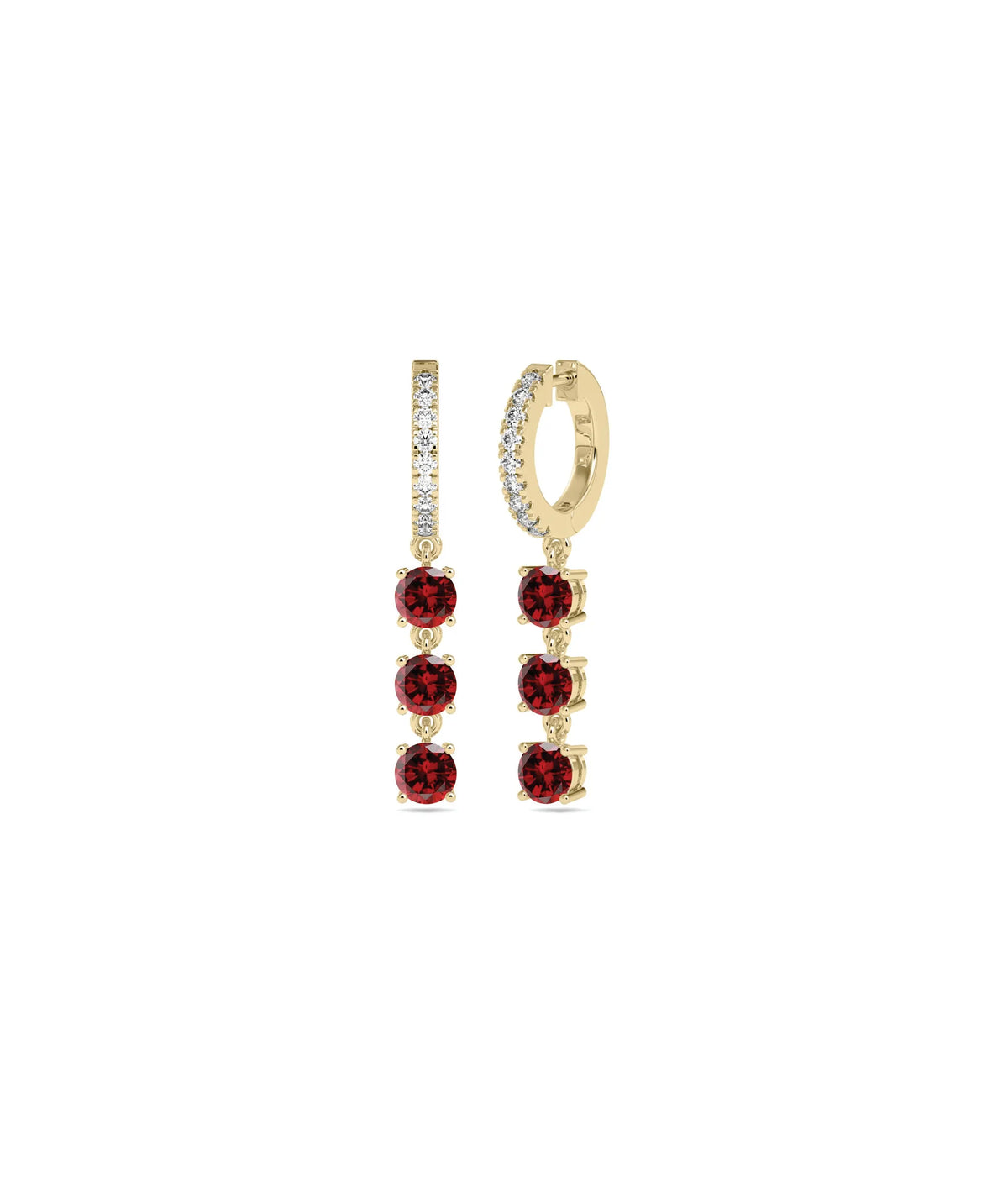 Diamond Pave Hoop and Birthstone Dangle Earring - 79e | Everyday 14K Gold Jewelry