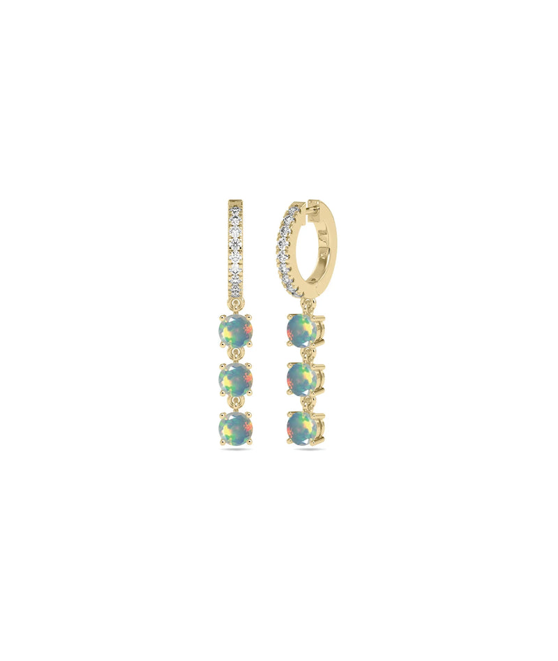 Diamond Pave Hoop and Birthstone Dangle Earring - 79e | Everyday 14K Gold Jewelry
