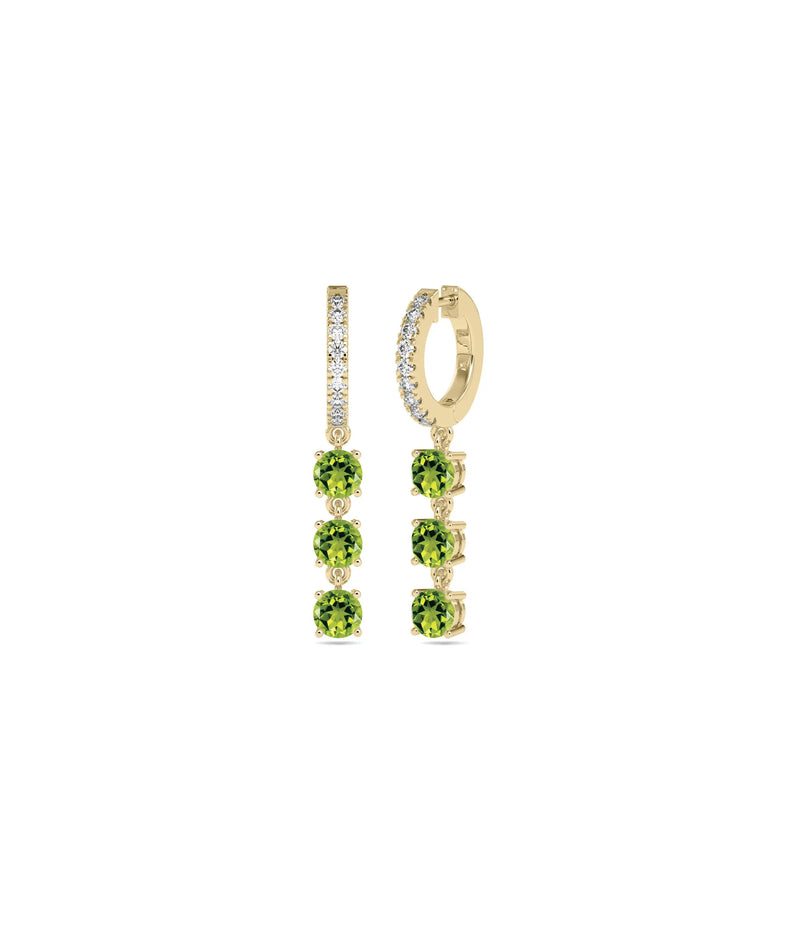 Diamond Pave Hoop and Birthstone Dangle Earring - 79e | Everyday 14K Gold Jewelry