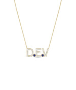 Diamond Pave Initials and Birthstone Necklace - 79e | Everyday 14K Gold Jewelry
