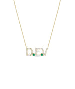 Diamond Pave Initials and Birthstone Necklace - 79e | Everyday 14K Gold Jewelry