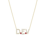 Diamond Pave Initials and Birthstone Necklace - 79e | Everyday 14K Gold Jewelry