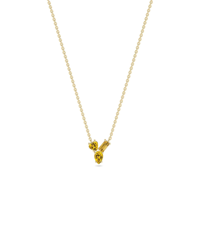 Birthstone and Diamond Cluster Necklace - 79e | Everyday 14K Gold Jewelry