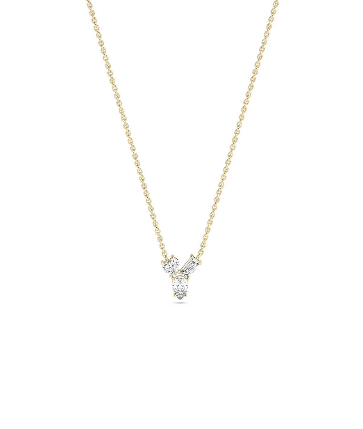 Birthstone and Diamond Cluster Necklace - 79e | Everyday 14K Gold Jewelry