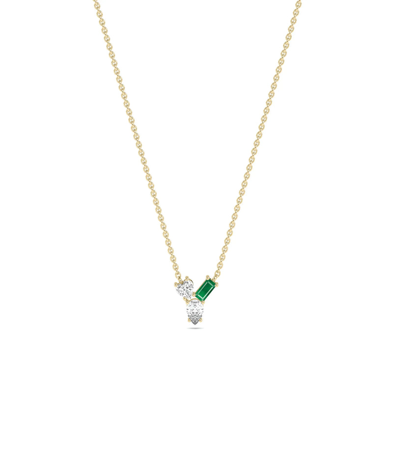 Birthstone and Diamond Cluster Necklace - 79e | Everyday 14K Gold Jewelry