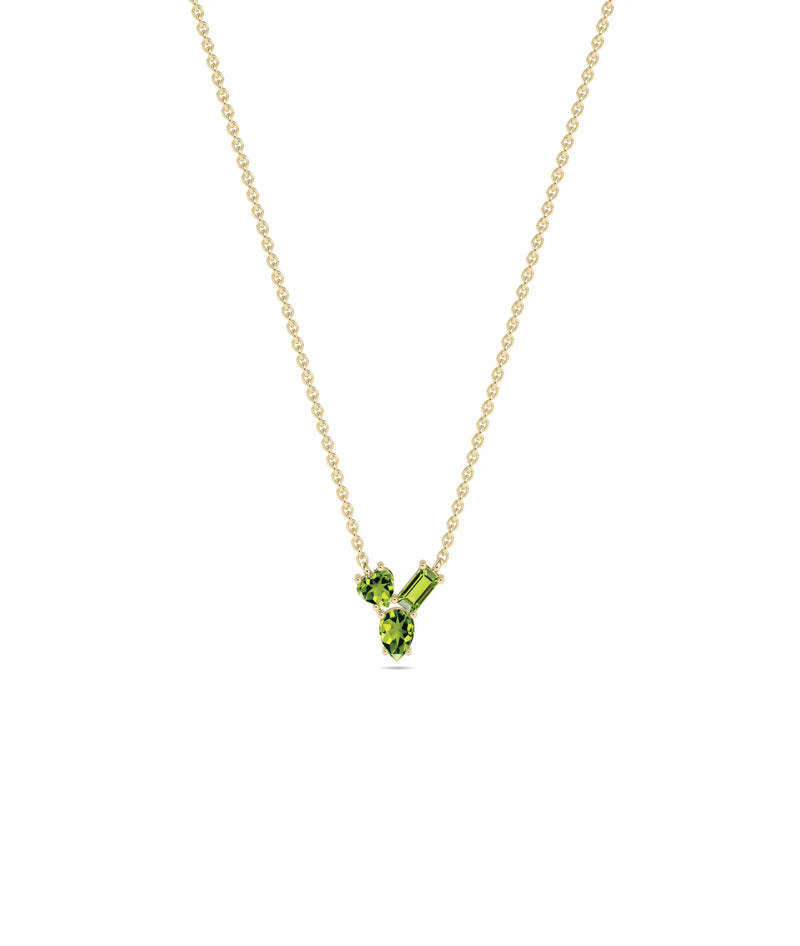 Birthstone and Diamond Cluster Necklace - 79e | Everyday 14K Gold Jewelry