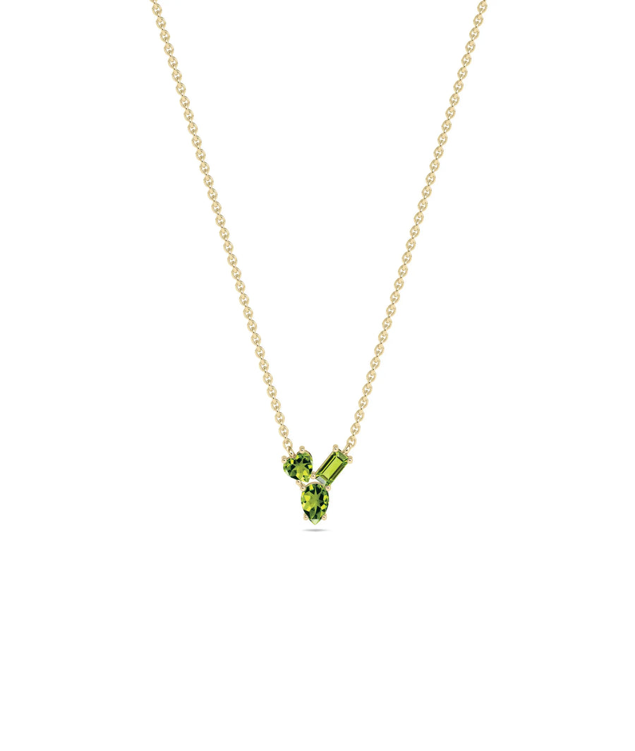 Birthstone and Diamond Cluster Necklace - 79e | Everyday 14K Gold Jewelry