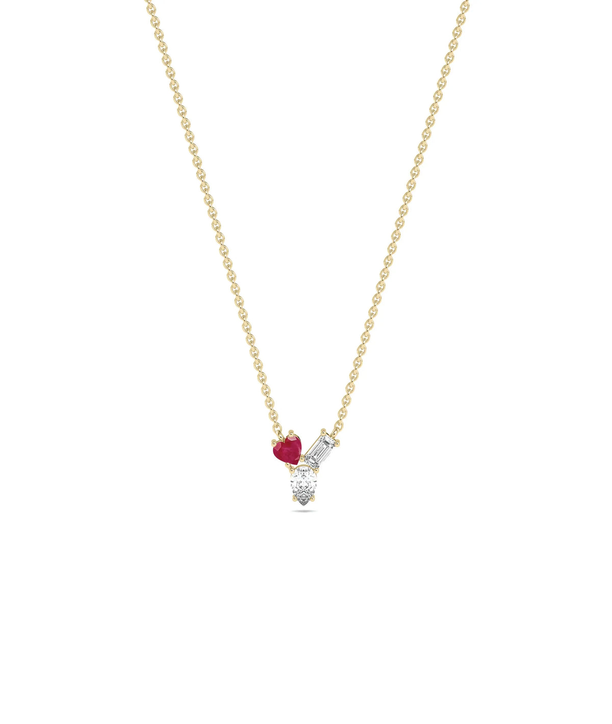 Birthstone and Diamond Cluster Necklace - 79e | Everyday 14K Gold Jewelry