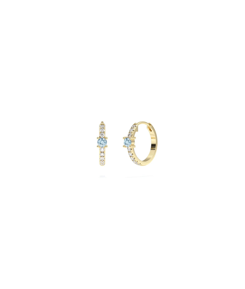 Diamond Pave with Solitaire Birthstone Hoop Earring - 79e | Everyday 14K Gold Jewelry