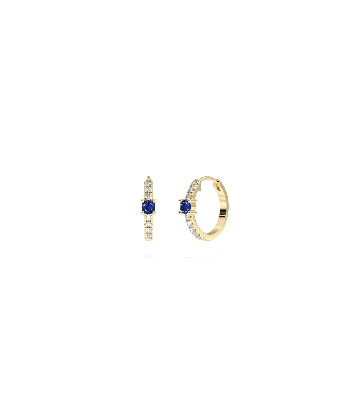 Diamond Pave with Solitaire Birthstone Hoop Earring - 79e | Everyday 14K Gold Jewelry
