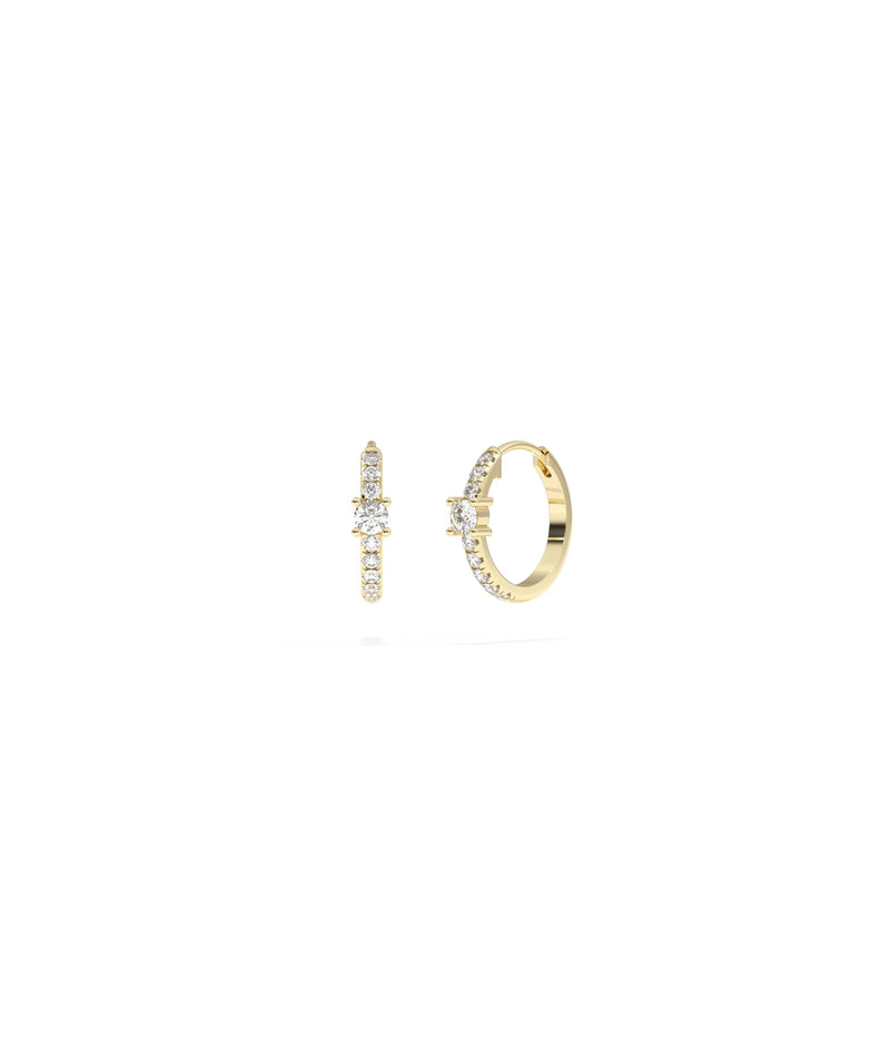 Diamond Pave with Solitaire Birthstone Hoop Earring - 79e | Everyday 14K Gold Jewelry