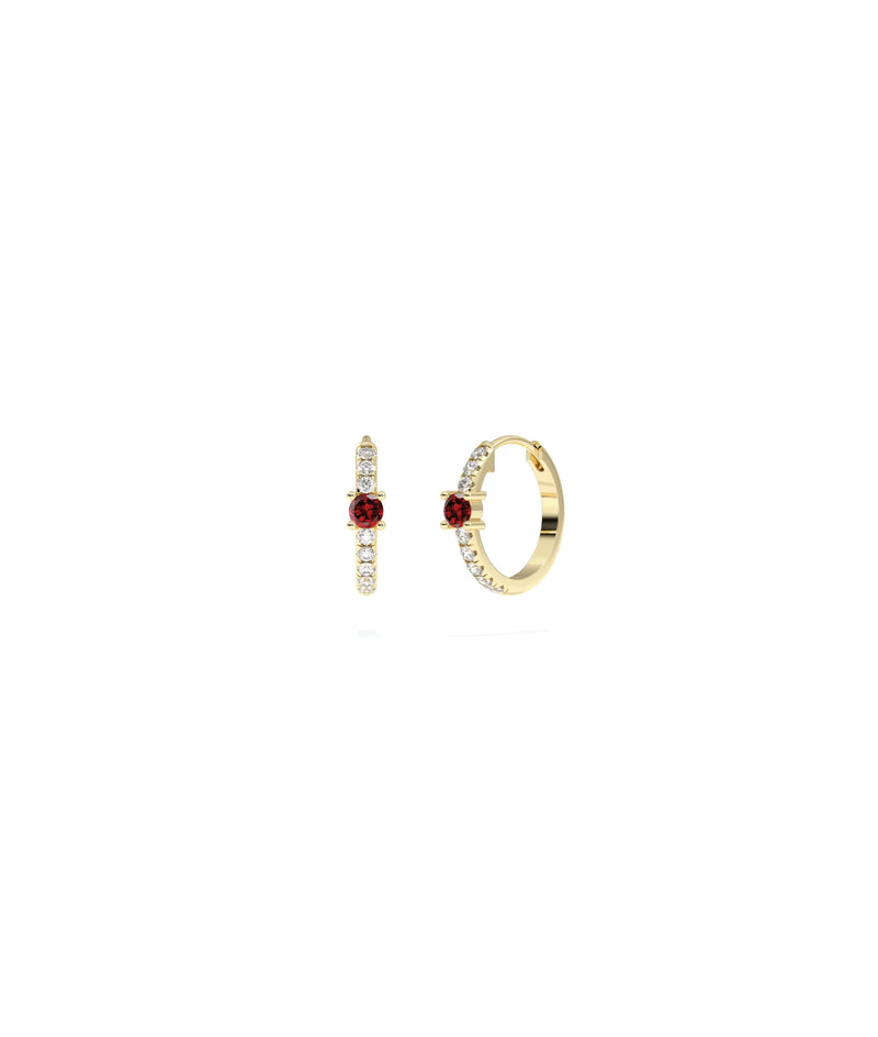 Diamond Pave with Solitaire Birthstone Hoop Earring - 79e | Everyday 14K Gold Jewelry
