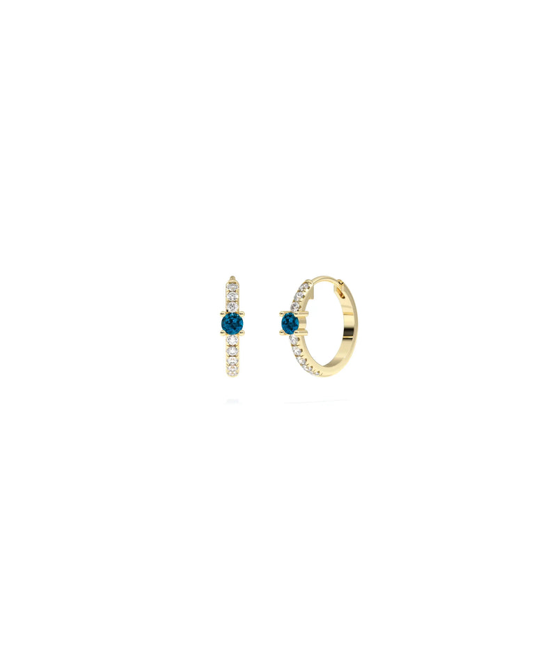 Diamond Pave with Solitaire Birthstone Hoop Earring - 79e | Everyday 14K Gold Jewelry